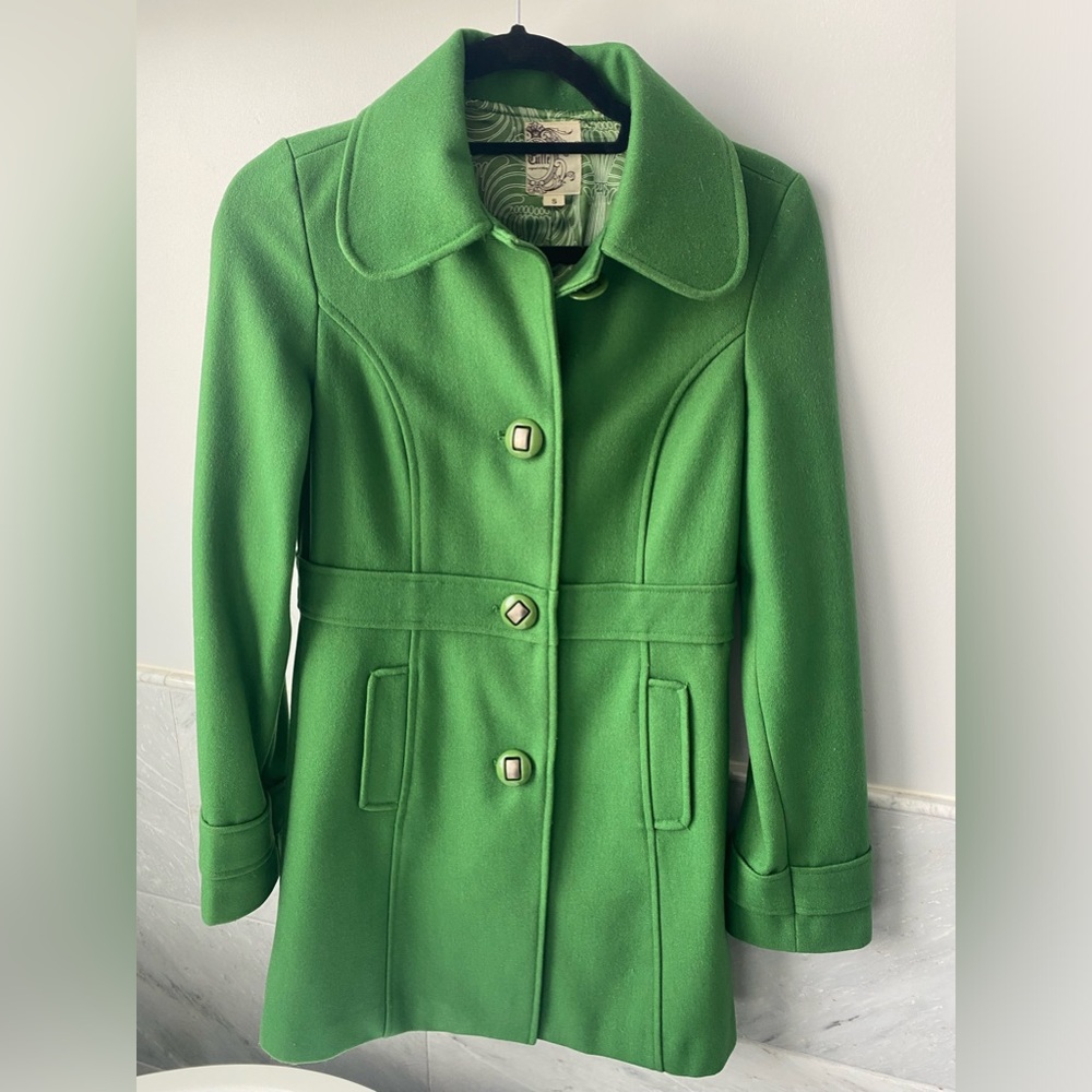 Green wool pea coat. Size S Tulle brand